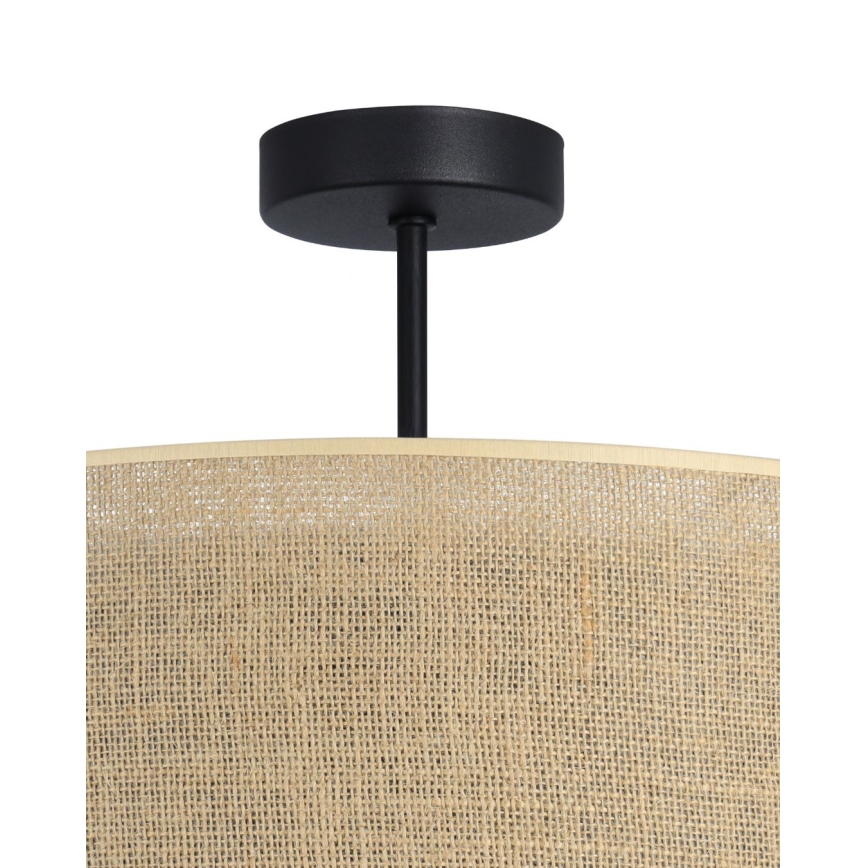 Felületre szerelhető csillár SARTA 1xE27/60W/230V, átm. 45 cm, fekete/juta