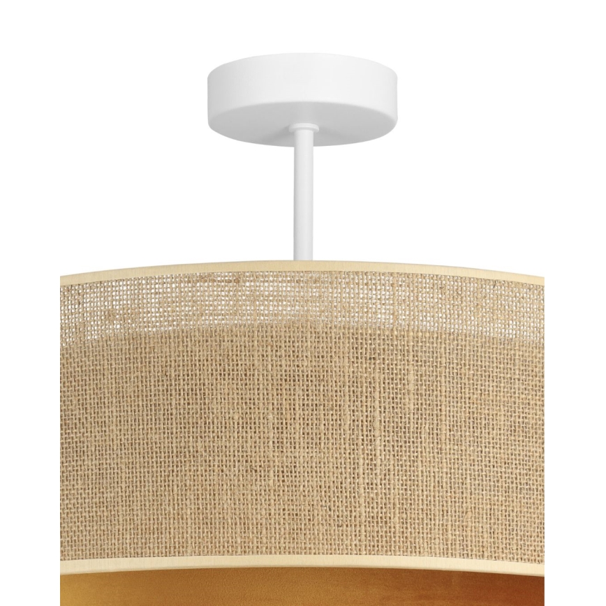 Felületre szerelhető csillár SARTA 1xE27/60W/230V Ø 45 cm réz/juta