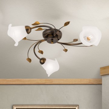 Felületre szerelhető csillár  SISI 3xE14/40W/230V átm. 60 cm bronz/patinás