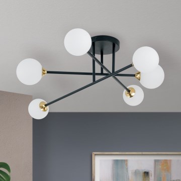 Felületre szerelhető csillár  SNOWWHITE 6xG9/20W/230V átm. 84 cm fekete/arany