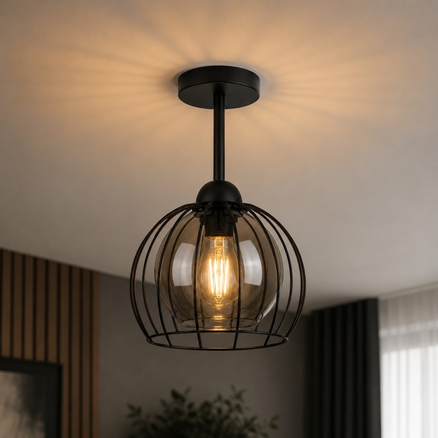 Felületre szerelhető csillár  SOLO BLACK 1xE27/60W/230V fekete/füstös