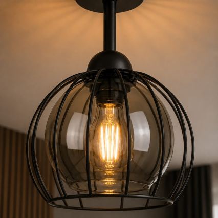 Felületre szerelhető csillár  SOLO BLACK 1xE27/60W/230V fekete/füstös