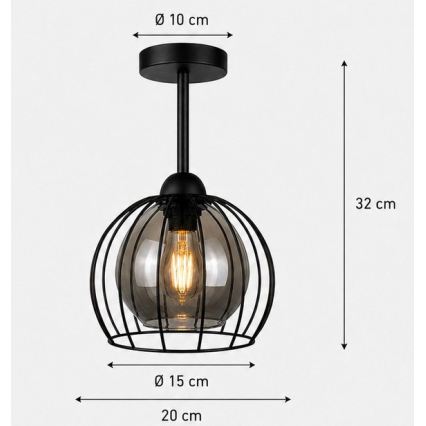 Felületre szerelhető csillár  SOLO BLACK 1xE27/60W/230V fekete/füstös