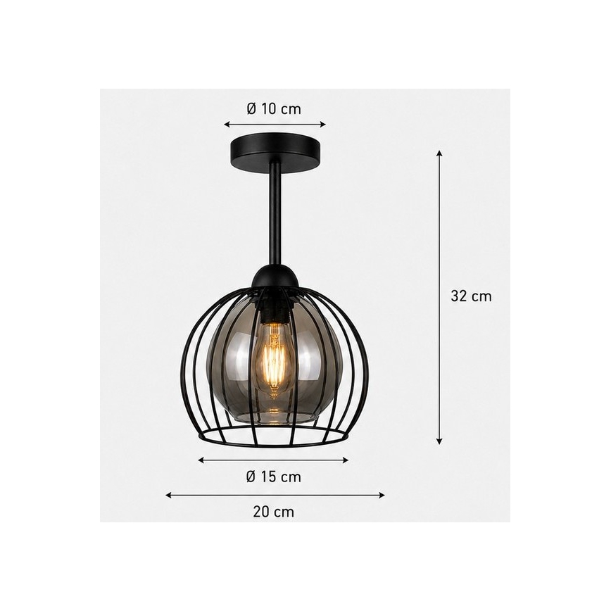 Felületre szerelhető csillár  SOLO BLACK 1xE27/60W/230V fekete/füstös