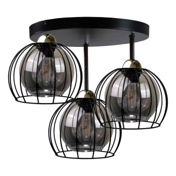 Felületre szerelhető csillár SOLO BLACK 3xE27/60W/230V á. 30 cm fekete/arany