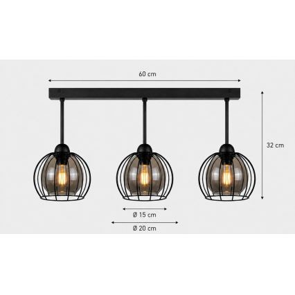 Felületre szerelhető csillár SOLO BLACK 3xE27/60W/230V