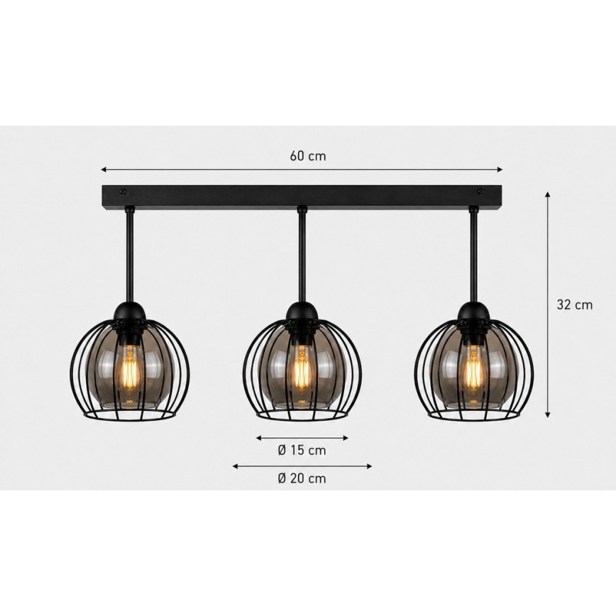 Felületre szerelhető csillár SOLO BLACK 3xE27/60W/230V