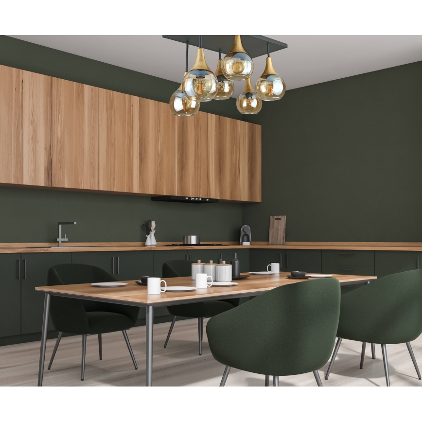 Felületre szerelhető csillár  SOMA 6xE27/60W/230V fekete/arany/füstös bézs