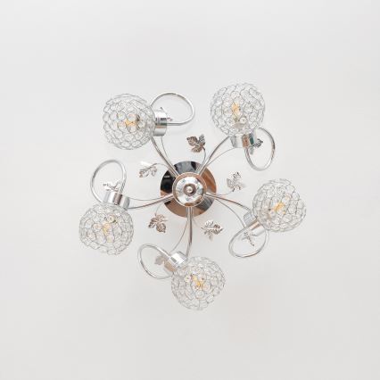Felületre szerelhető csillár SOPHIA 5xE27/15W/230V fényezett króm/átlátszó