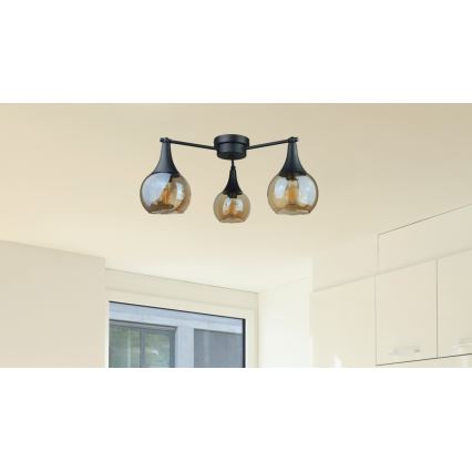 Felületre szerelhető csillár  STAR 3xE27/60W/230V fekete/füstös bézs