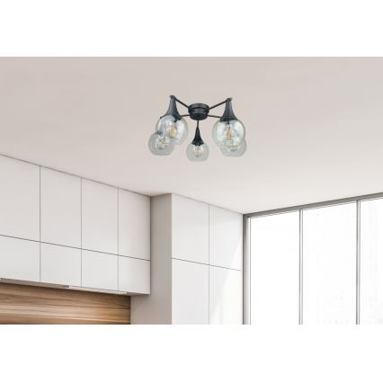Felületre szerelhető csillár  STAR 5xE27/60W/230V fekete/átlátszó