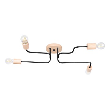 Felületre szerelhető csillár TIMBO 4xE27/15W/230V fekete/bézs/bükkfa