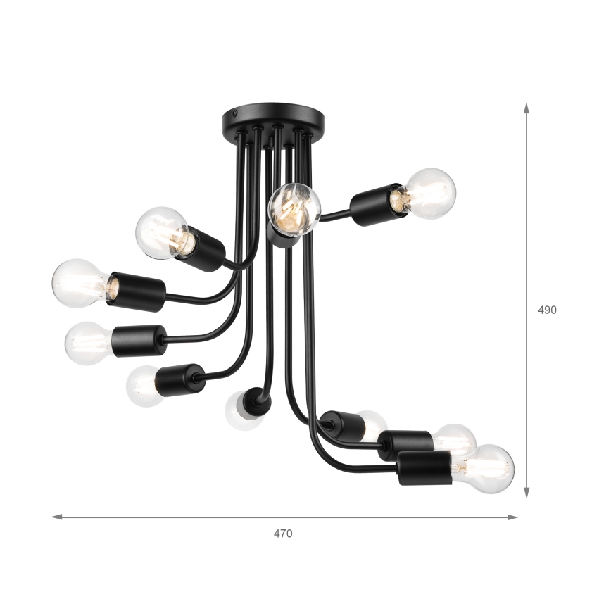 Felületre szerelhető csillár  TRINITY 10xE27/15W/230V fekete