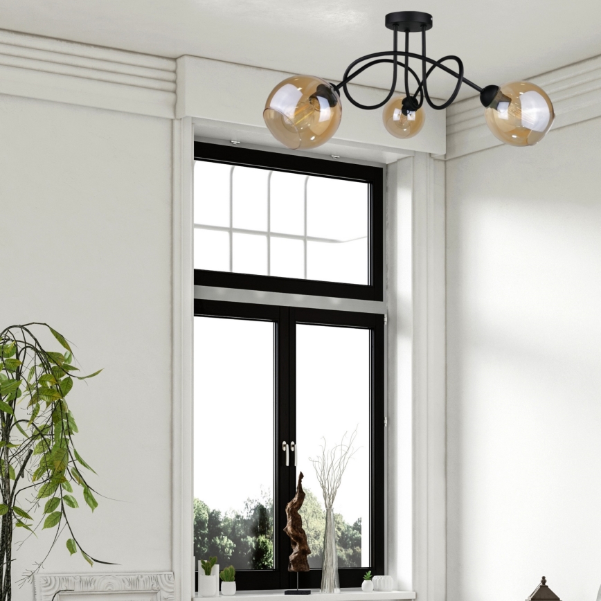 Felületre szerelhető csillár VENUS BLACK 3xE27/60W/230V