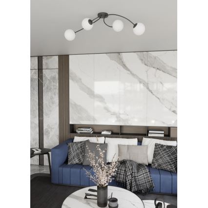 Felületre szerelhető csillár  VIBRA 4xE14/10W/230V fekete/fehér