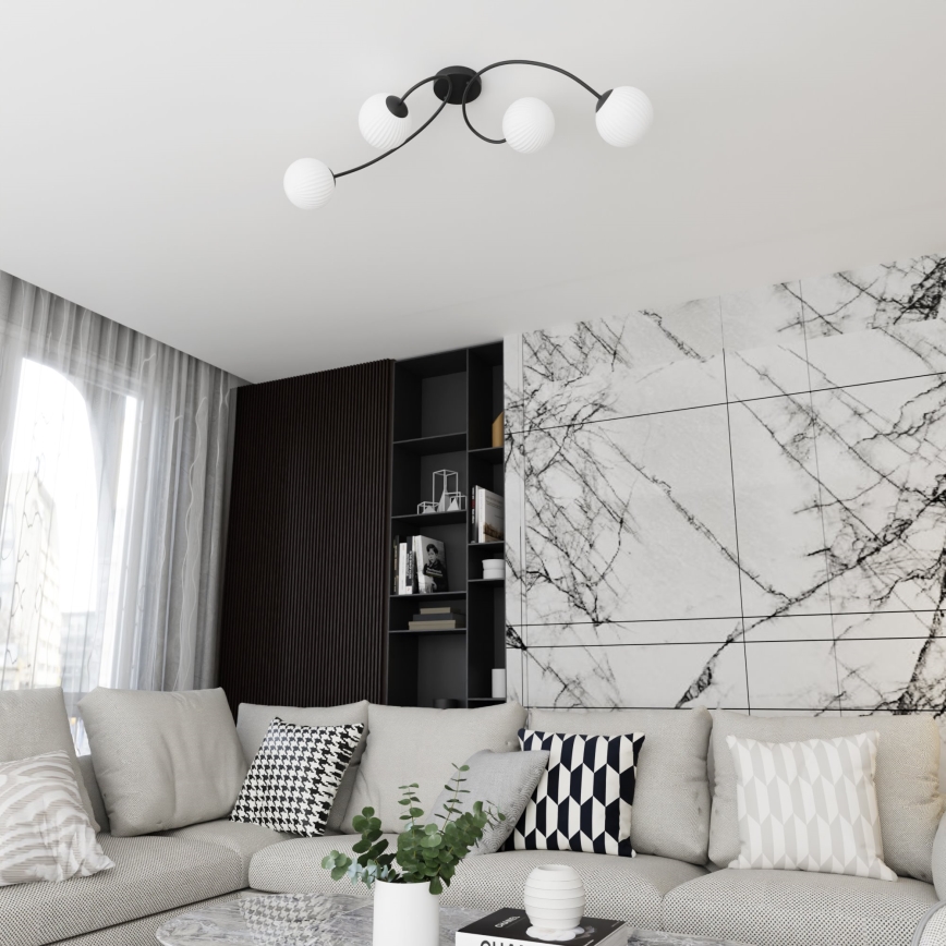 Felületre szerelhető csillár  VIBRA 4xE14/10W/230V fekete/fehér