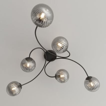Felületre szerelhető csillár  VIBRA 6xE14/10W/230V fekete/szürke