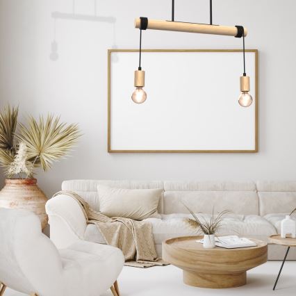 Felületre szerelhető csillár VIGA 2xE27/60W/230V fa