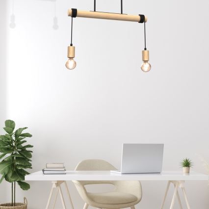 Felületre szerelhető csillár VIGA 2xE27/60W/230V fa