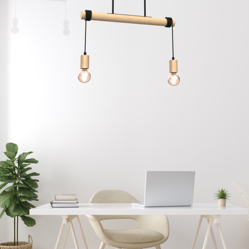 Felületre szerelhető csillár VIGA 2xE27/60W/230V fa