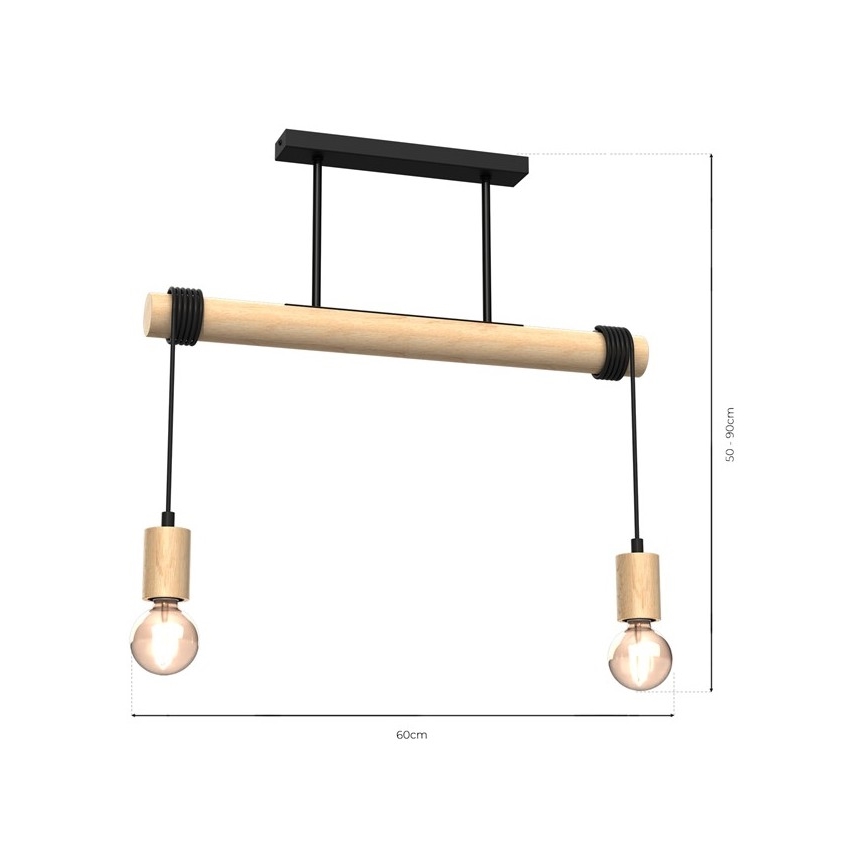 Felületre szerelhető csillár VIGA 2xE27/60W/230V fa
