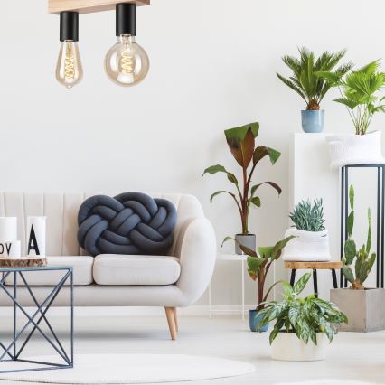 Felületre szerelhető csillár VITO OAK 2xE27/60W/230V tölgy