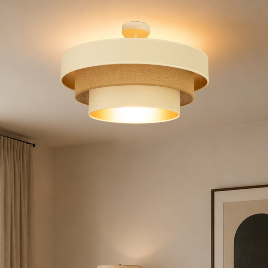 Felületre szerelhető csillár WENTA 1xE27/60W/230V átm. 50 cm bézs/arany