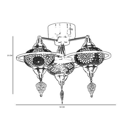 Felületre szerelhető csillár  YENI 3xE27/40W/230V réz
