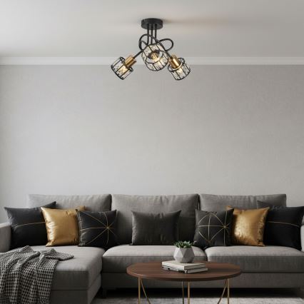 Felületre szerelhető csillár ZAHARA 3xE27/10W/230V fekete