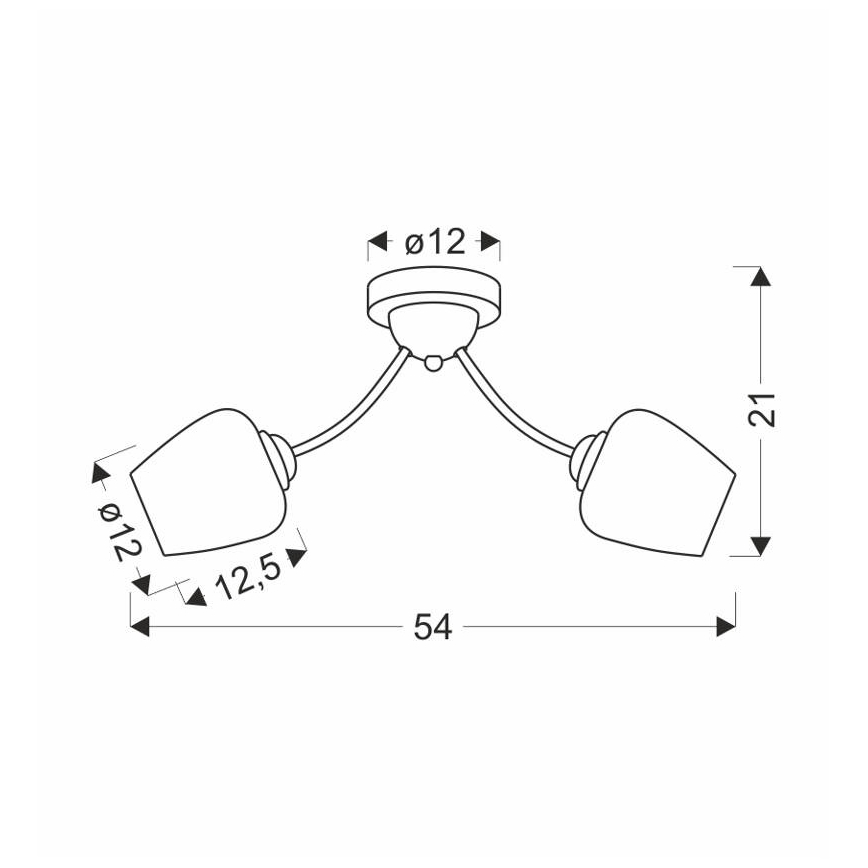 Felületre szerelhető csillár  ZINA 2xE27/40W/230V réz/fehér