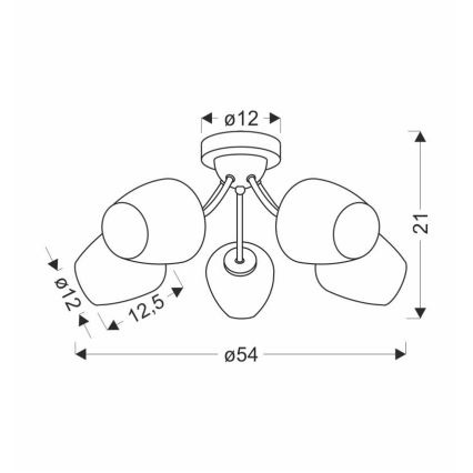 Felületre szerelhető csillár ZINA 5xE27/40W/230V réz/fehér