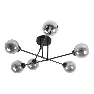 Felületre szerelhető mennyezeti csillár OBSIDIAN 6xG9/10W/230V fekete/füstszürke