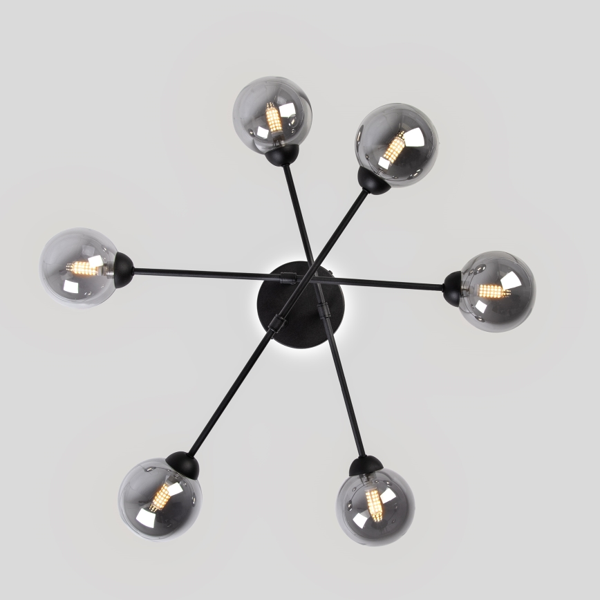 Felületre szerelhető mennyezeti csillár OBSIDIAN 6xG9/10W/230V fekete/füstszürke