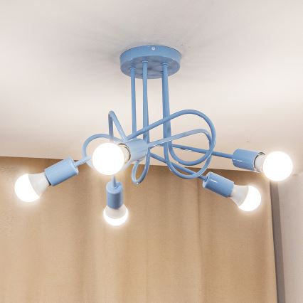 Felületre szerelhető mennyezeti csillár OXFORD 5xE27/15W/230V kék