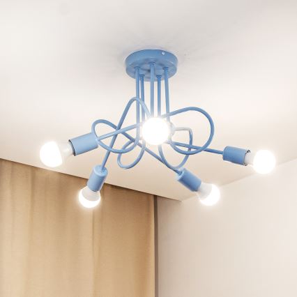 Felületre szerelhető mennyezeti csillár OXFORD 5xE27/15W/230V kék