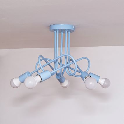 Felületre szerelhető mennyezeti csillár OXFORD 5xE27/15W/230V kék