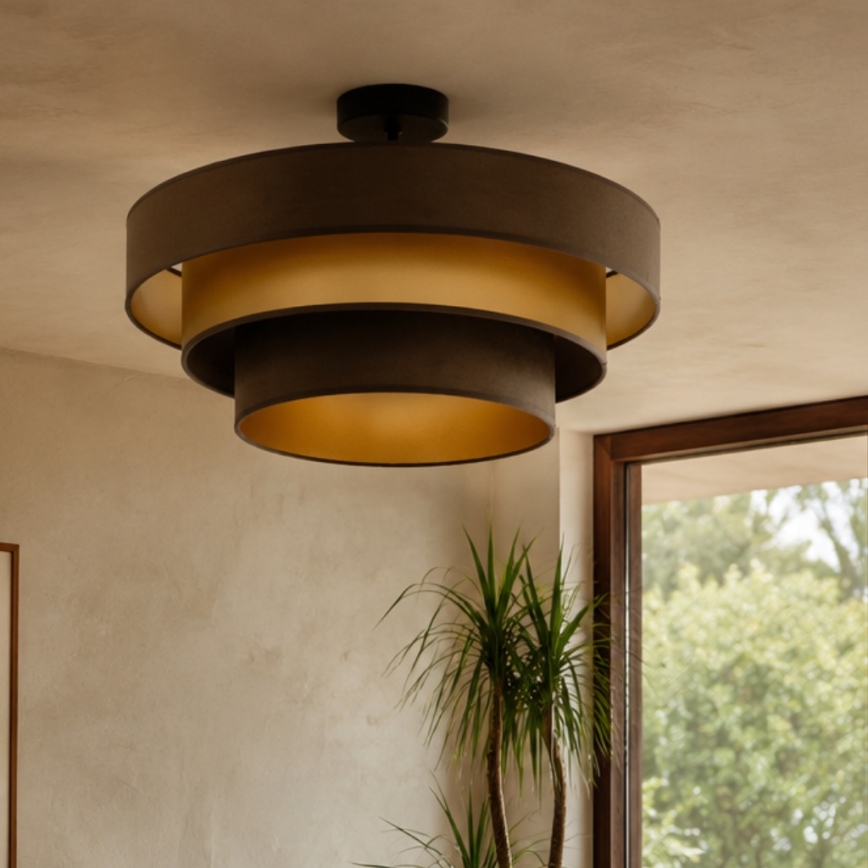 Felületre szerelhető mennyezeti csillár WENTA 1xE27/60W/230V, átmérő 50 cm, barna/arany