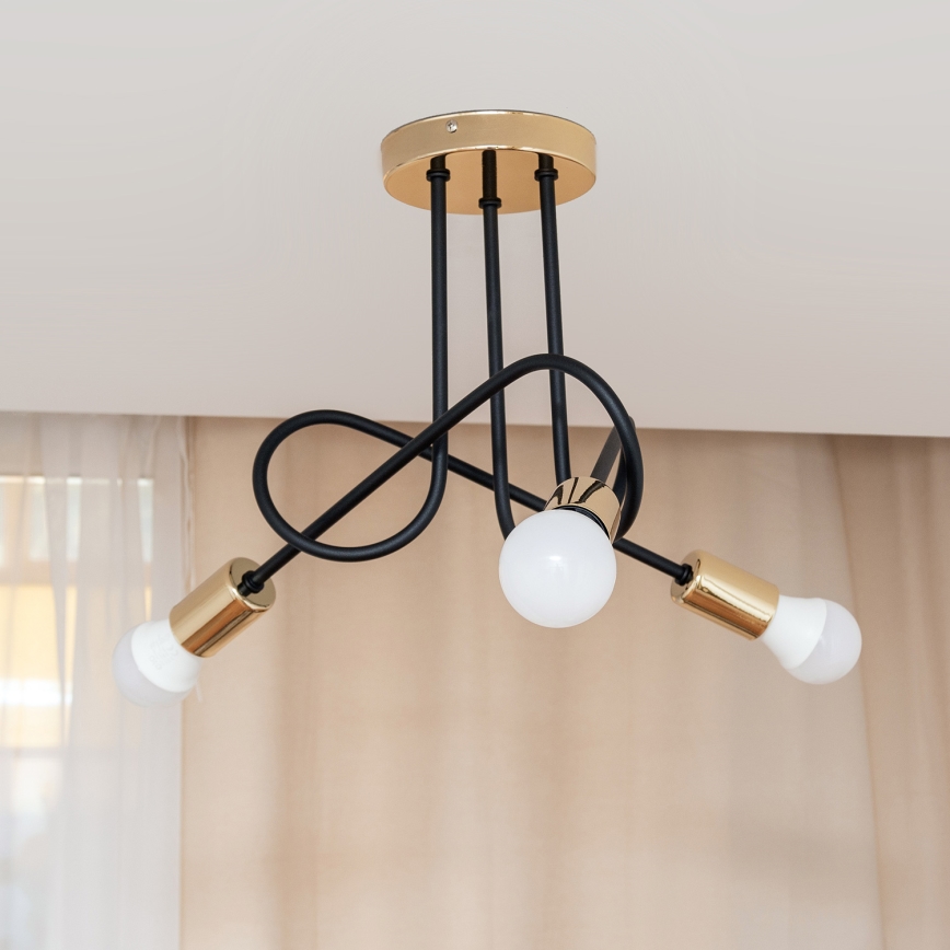 Felületre szerelhető OXFORD csillár 3xE27/15W/230V arany/fekete