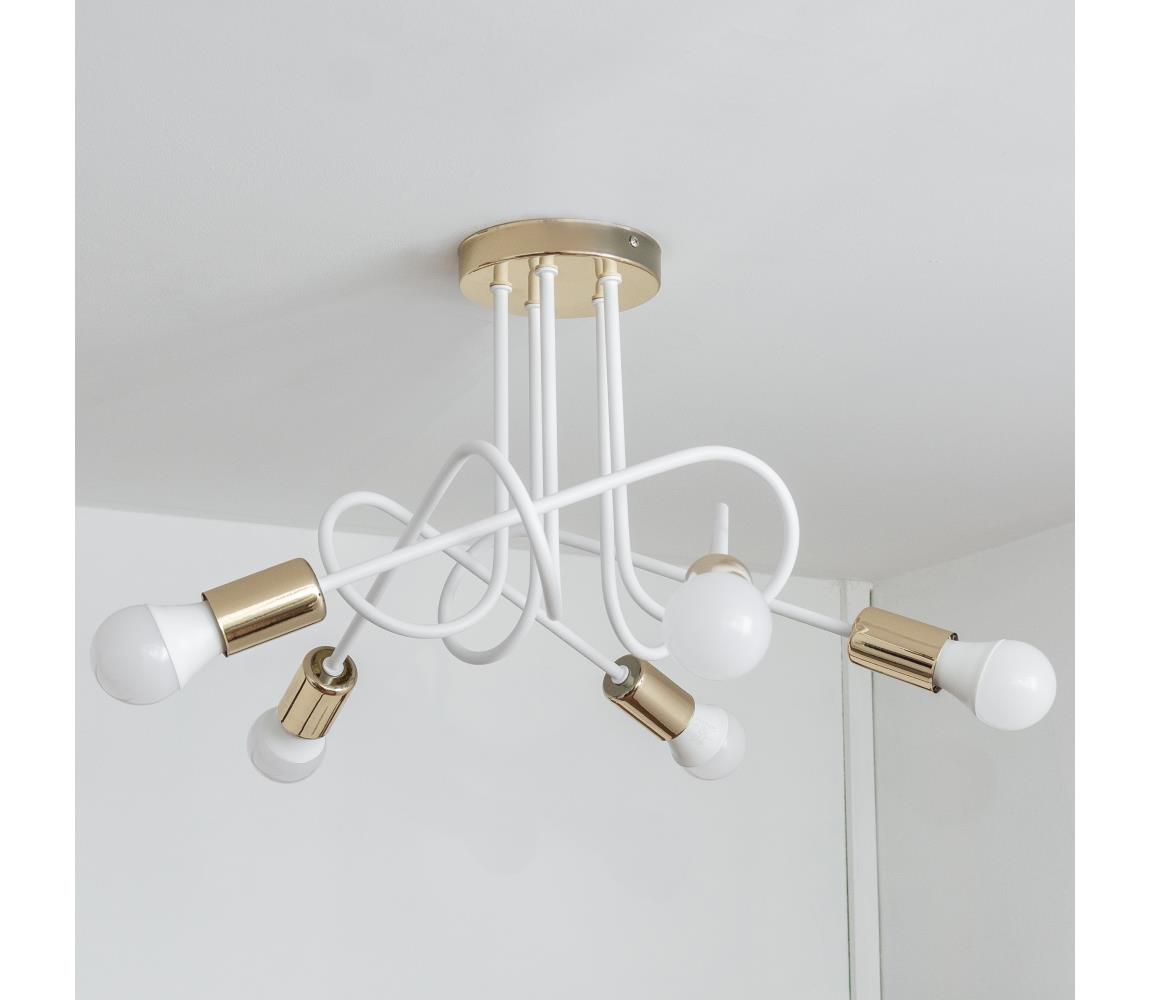 Felületre szerelhető OXFORD csillár 5xE27/15W/230V, arany/fehér W