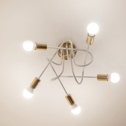 Felületre szerelhető OXFORD csillár 5xE27/15W/230V, arany/fehér