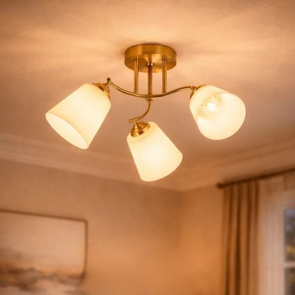 Felületre szerelhető PAFOS csillár 3xE27/15W/230V, aranyszínű