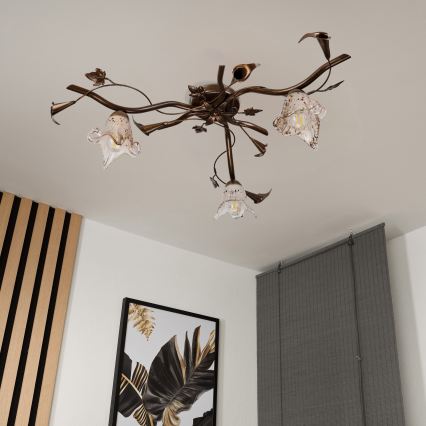 Felületre szerelhető ROZETA csillár 3xE14/40W/230V, bronz