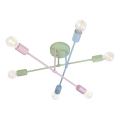 Felületre szerelt CAMBRIDGE csillár 6xE27/15W/230V zöld/kék/rózsaszín