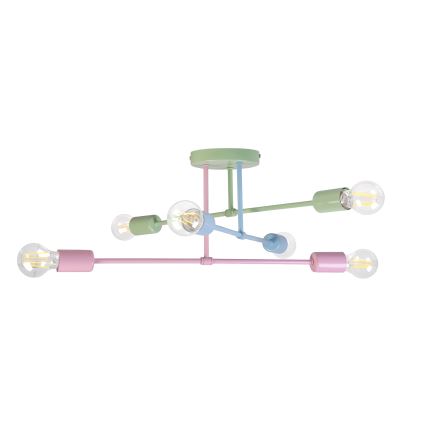 Felületre szerelt CAMBRIDGE csillár 6xE27/15W/230V zöld/kék/rózsaszín