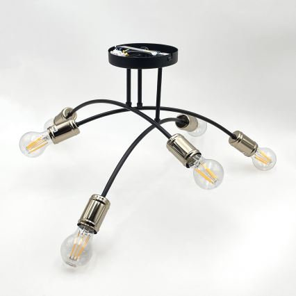 Felületre szerelt csillár ANYA 6xE27/15W/230V fekete/arany