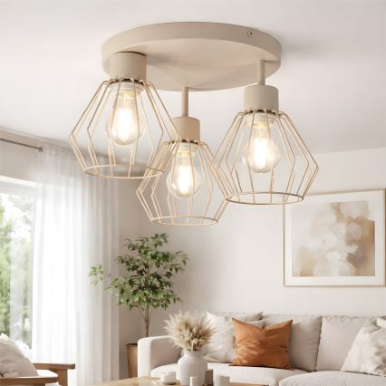 Felületre szerelt csillár AUDREY 3xE27/60W/230V bézs
