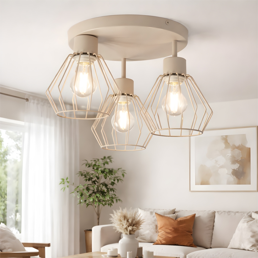 Felületre szerelt csillár AUDREY 3xE27/60W/230V bézs
