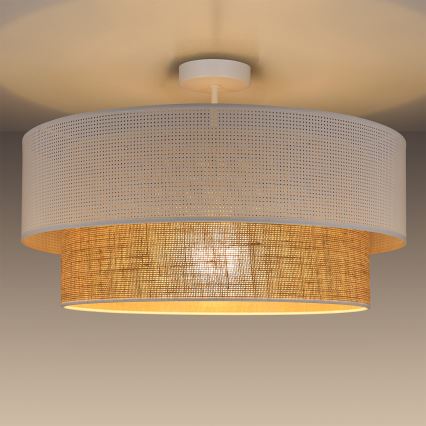 Felületre szerelt csillár BORHO 1xE27/60W/230V átm. 50 cm fehér/juta