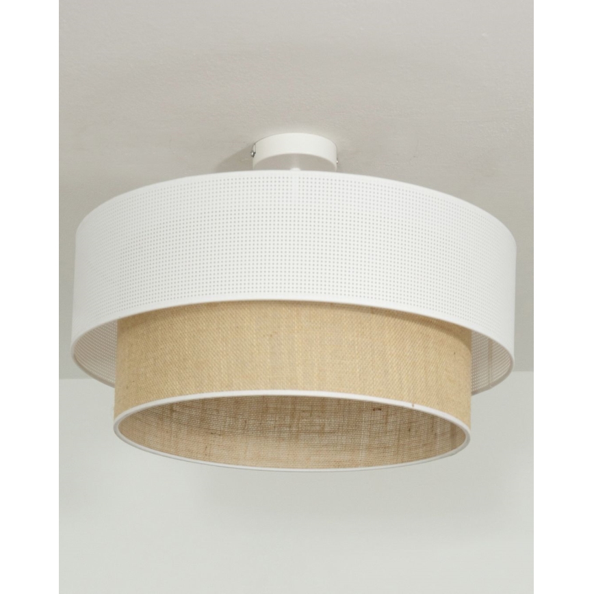 Felületre szerelt csillár BORHO 1xE27/60W/230V átm. 50 cm fehér/juta