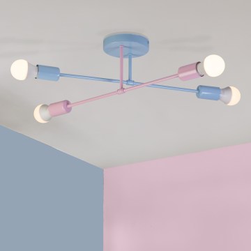 Felületre szerelt csillár CAMBRIDGE 4xE27/15W/230V kék/rózsaszín